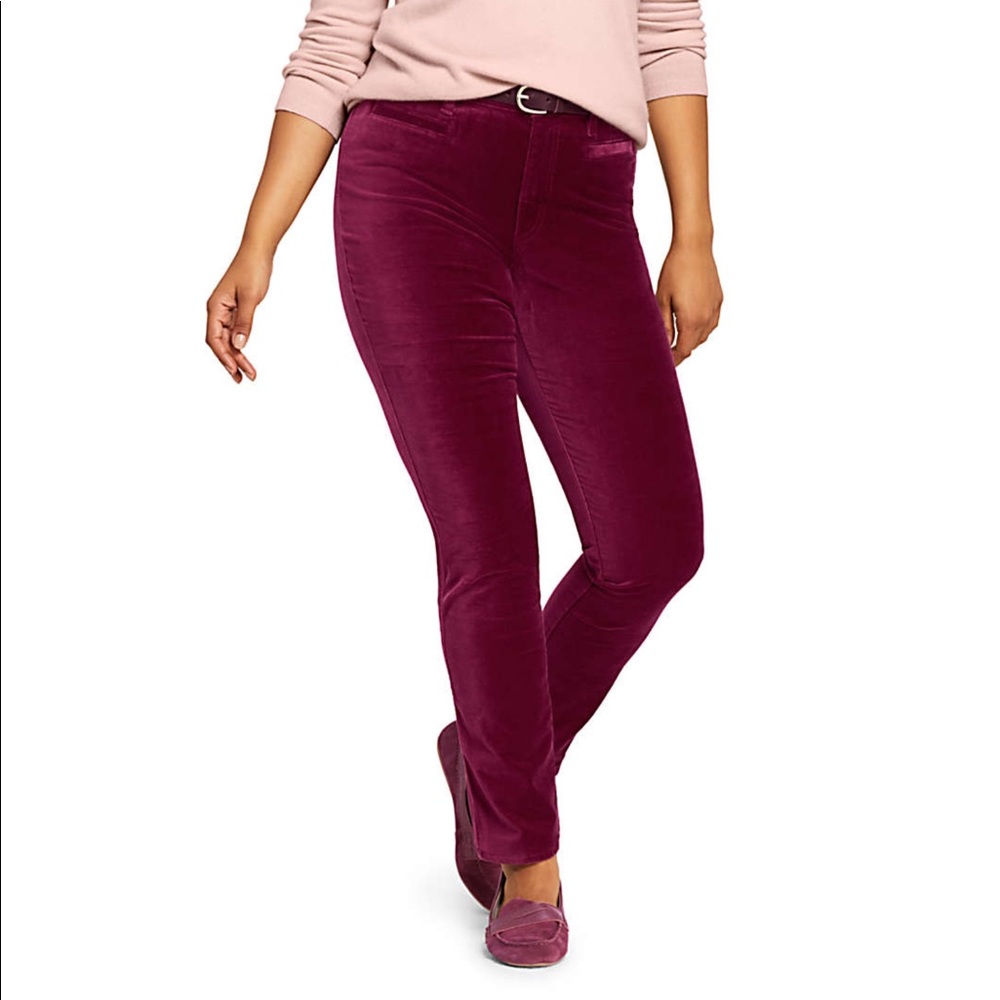 Lands End Burgundy Velvet Pants 16W